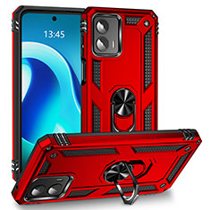 Silikon Hülle Handyhülle und Kunststoff Schutzhülle Hartschalen Tasche mit Magnetisch Fingerring Ständer MQ1 für Motorola Moto G 5G (2023) Rot