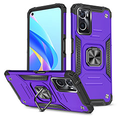 Silikon Hülle Handyhülle und Kunststoff Schutzhülle Hartschalen Tasche mit Magnetisch Fingerring Ständer MQ1 für Oppo A76 Violett