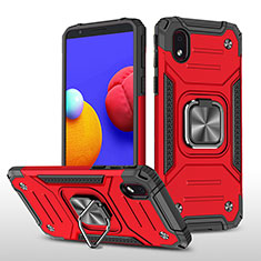 Silikon Hülle Handyhülle und Kunststoff Schutzhülle Hartschalen Tasche mit Magnetisch Fingerring Ständer MQ1 für Samsung Galaxy A01 Core Rot