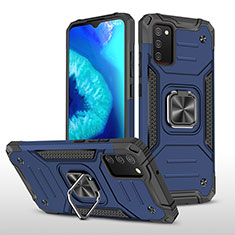 Silikon Hülle Handyhülle und Kunststoff Schutzhülle Hartschalen Tasche mit Magnetisch Fingerring Ständer MQ1 für Samsung Galaxy A02s Blau