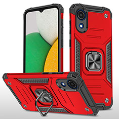 Silikon Hülle Handyhülle und Kunststoff Schutzhülle Hartschalen Tasche mit Magnetisch Fingerring Ständer MQ1 für Samsung Galaxy A03 Core Rot