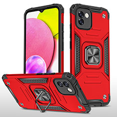 Silikon Hülle Handyhülle und Kunststoff Schutzhülle Hartschalen Tasche mit Magnetisch Fingerring Ständer MQ1 für Samsung Galaxy A03 Rot