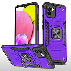 Silikon Hülle Handyhülle und Kunststoff Schutzhülle Hartschalen Tasche mit Magnetisch Fingerring Ständer MQ1 für Samsung Galaxy A03 Violett