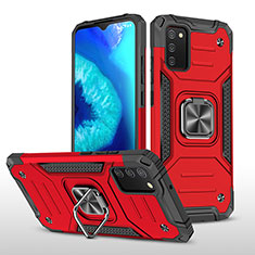 Silikon Hülle Handyhülle und Kunststoff Schutzhülle Hartschalen Tasche mit Magnetisch Fingerring Ständer MQ1 für Samsung Galaxy A03s Rot