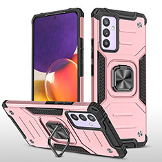 Silikon Hülle Handyhülle und Kunststoff Schutzhülle Hartschalen Tasche mit Magnetisch Fingerring Ständer MQ1 für Samsung Galaxy A34 5G Rosegold