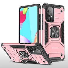 Silikon Hülle Handyhülle und Kunststoff Schutzhülle Hartschalen Tasche mit Magnetisch Fingerring Ständer MQ1 für Samsung Galaxy A52 4G Rosegold