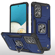 Silikon Hülle Handyhülle und Kunststoff Schutzhülle Hartschalen Tasche mit Magnetisch Fingerring Ständer MQ1 für Samsung Galaxy A53 5G Blau