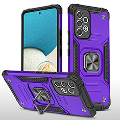 Silikon Hülle Handyhülle und Kunststoff Schutzhülle Hartschalen Tasche mit Magnetisch Fingerring Ständer MQ1 für Samsung Galaxy A53 5G Violett