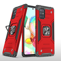 Silikon Hülle Handyhülle und Kunststoff Schutzhülle Hartschalen Tasche mit Magnetisch Fingerring Ständer MQ1 für Samsung Galaxy A71 4G A715 Rot