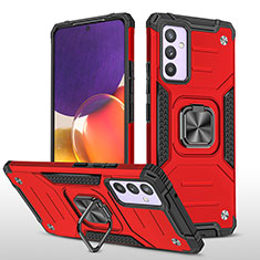 Silikon Hülle Handyhülle und Kunststoff Schutzhülle Hartschalen Tasche mit Magnetisch Fingerring Ständer MQ1 für Samsung Galaxy A82 5G Rot