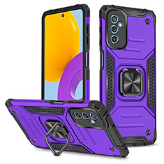 Silikon Hülle Handyhülle und Kunststoff Schutzhülle Hartschalen Tasche mit Magnetisch Fingerring Ständer MQ1 für Samsung Galaxy M52 5G Violett