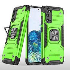 Silikon Hülle Handyhülle und Kunststoff Schutzhülle Hartschalen Tasche mit Magnetisch Fingerring Ständer MQ1 für Samsung Galaxy S20 Grün