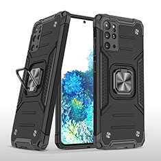 Silikon Hülle Handyhülle und Kunststoff Schutzhülle Hartschalen Tasche mit Magnetisch Fingerring Ständer MQ1 für Samsung Galaxy S20 Plus 5G Schwarz