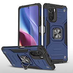 Silikon Hülle Handyhülle und Kunststoff Schutzhülle Hartschalen Tasche mit Magnetisch Fingerring Ständer MQ1 für Xiaomi Mi 11i 5G Blau