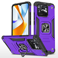 Silikon Hülle Handyhülle und Kunststoff Schutzhülle Hartschalen Tasche mit Magnetisch Fingerring Ständer MQ1 für Xiaomi Poco C40 Violett