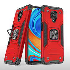 Silikon Hülle Handyhülle und Kunststoff Schutzhülle Hartschalen Tasche mit Magnetisch Fingerring Ständer MQ1 für Xiaomi Poco M2 Pro Rot