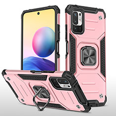 Silikon Hülle Handyhülle und Kunststoff Schutzhülle Hartschalen Tasche mit Magnetisch Fingerring Ständer MQ1 für Xiaomi POCO M3 Pro 5G Rosegold