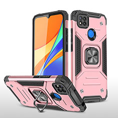 Silikon Hülle Handyhülle und Kunststoff Schutzhülle Hartschalen Tasche mit Magnetisch Fingerring Ständer MQ1 für Xiaomi Redmi 9 Activ Rosegold