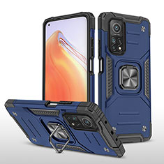 Silikon Hülle Handyhülle und Kunststoff Schutzhülle Hartschalen Tasche mit Magnetisch Fingerring Ständer MQ1 für Xiaomi Redmi K30S 5G Blau