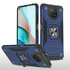 Silikon Hülle Handyhülle und Kunststoff Schutzhülle Hartschalen Tasche mit Magnetisch Fingerring Ständer MQ1 für Xiaomi Redmi Note 9T 5G Blau