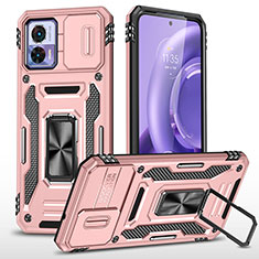 Silikon Hülle Handyhülle und Kunststoff Schutzhülle Hartschalen Tasche mit Magnetisch Fingerring Ständer MQ2 für Motorola Moto Edge 30 Lite 5G Rosegold