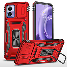 Silikon Hülle Handyhülle und Kunststoff Schutzhülle Hartschalen Tasche mit Magnetisch Fingerring Ständer MQ2 für Motorola Moto Edge 30 Lite 5G Rot