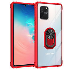 Silikon Hülle Handyhülle und Kunststoff Schutzhülle Hartschalen Tasche mit Magnetisch Fingerring Ständer MQ2 für Samsung Galaxy M80S Rot