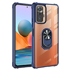 Silikon Hülle Handyhülle und Kunststoff Schutzhülle Hartschalen Tasche mit Magnetisch Fingerring Ständer MQ2 für Xiaomi Redmi Note 10 Pro 4G Blau