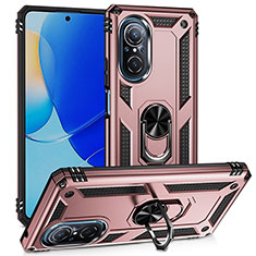 Silikon Hülle Handyhülle und Kunststoff Schutzhülle Hartschalen Tasche mit Magnetisch Fingerring Ständer MQ3 für Huawei Honor 50 SE 5G Rosegold