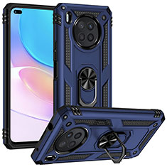 Silikon Hülle Handyhülle und Kunststoff Schutzhülle Hartschalen Tasche mit Magnetisch Fingerring Ständer MQ3 für Huawei Nova 8i Blau