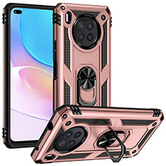 Silikon Hülle Handyhülle und Kunststoff Schutzhülle Hartschalen Tasche mit Magnetisch Fingerring Ständer MQ3 für Huawei Nova 8i Rosegold