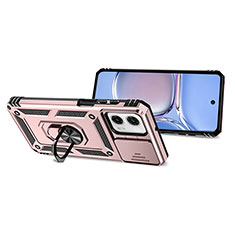 Silikon Hülle Handyhülle und Kunststoff Schutzhülle Hartschalen Tasche mit Magnetisch Fingerring Ständer MQ3 für Motorola Moto G 5G (2023) Rosegold