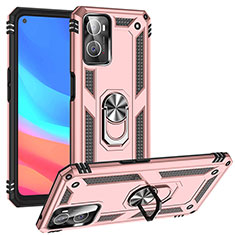 Silikon Hülle Handyhülle und Kunststoff Schutzhülle Hartschalen Tasche mit Magnetisch Fingerring Ständer MQ3 für Oppo A36 Rosegold