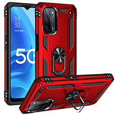 Silikon Hülle Handyhülle und Kunststoff Schutzhülle Hartschalen Tasche mit Magnetisch Fingerring Ständer MQ3 für Oppo A53s 5G Rot