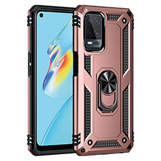 Silikon Hülle Handyhülle und Kunststoff Schutzhülle Hartschalen Tasche mit Magnetisch Fingerring Ständer MQ3 für Oppo A54 4G Rosegold