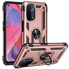 Silikon Hülle Handyhülle und Kunststoff Schutzhülle Hartschalen Tasche mit Magnetisch Fingerring Ständer MQ3 für Oppo A54 5G Rosegold