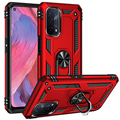 Silikon Hülle Handyhülle und Kunststoff Schutzhülle Hartschalen Tasche mit Magnetisch Fingerring Ständer MQ3 für Oppo A93 5G Rot