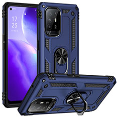 Silikon Hülle Handyhülle und Kunststoff Schutzhülle Hartschalen Tasche mit Magnetisch Fingerring Ständer MQ3 für Oppo A94 5G Blau