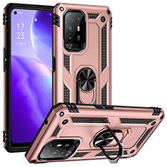 Silikon Hülle Handyhülle und Kunststoff Schutzhülle Hartschalen Tasche mit Magnetisch Fingerring Ständer MQ3 für Oppo A94 5G Rosegold