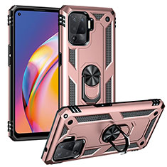 Silikon Hülle Handyhülle und Kunststoff Schutzhülle Hartschalen Tasche mit Magnetisch Fingerring Ständer MQ3 für Oppo F19 Pro Rosegold