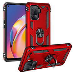 Silikon Hülle Handyhülle und Kunststoff Schutzhülle Hartschalen Tasche mit Magnetisch Fingerring Ständer MQ3 für Oppo F19 Pro Rot