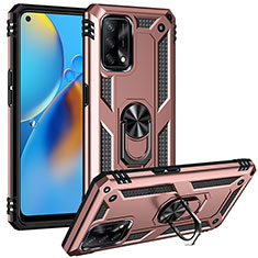 Silikon Hülle Handyhülle und Kunststoff Schutzhülle Hartschalen Tasche mit Magnetisch Fingerring Ständer MQ3 für Oppo F19 Rosegold