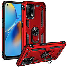 Silikon Hülle Handyhülle und Kunststoff Schutzhülle Hartschalen Tasche mit Magnetisch Fingerring Ständer MQ3 für Oppo F19s Rot