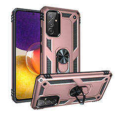 Silikon Hülle Handyhülle und Kunststoff Schutzhülle Hartschalen Tasche mit Magnetisch Fingerring Ständer MQ3 für Samsung Galaxy A05s Rosegold