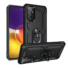 Silikon Hülle Handyhülle und Kunststoff Schutzhülle Hartschalen Tasche mit Magnetisch Fingerring Ständer MQ3 für Samsung Galaxy A05s Schwarz