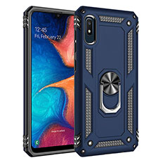 Silikon Hülle Handyhülle und Kunststoff Schutzhülle Hartschalen Tasche mit Magnetisch Fingerring Ständer MQ3 für Samsung Galaxy A10e Blau