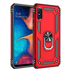 Silikon Hülle Handyhülle und Kunststoff Schutzhülle Hartschalen Tasche mit Magnetisch Fingerring Ständer MQ3 für Samsung Galaxy A10e Rot