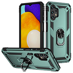 Silikon Hülle Handyhülle und Kunststoff Schutzhülle Hartschalen Tasche mit Magnetisch Fingerring Ständer MQ3 für Samsung Galaxy A13 4G Grün