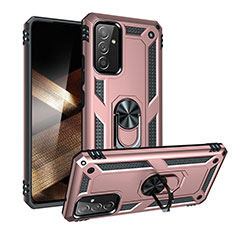 Silikon Hülle Handyhülle und Kunststoff Schutzhülle Hartschalen Tasche mit Magnetisch Fingerring Ständer MQ3 für Samsung Galaxy A15 LTE Rosegold