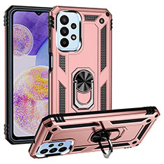 Silikon Hülle Handyhülle und Kunststoff Schutzhülle Hartschalen Tasche mit Magnetisch Fingerring Ständer MQ3 für Samsung Galaxy A23 5G Rosegold